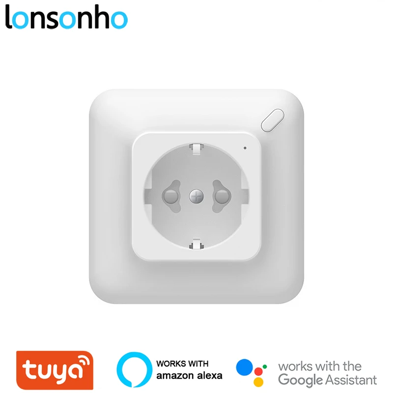 Lonsonho Tuya Wifi умная розетка, встроенная в стену, розетка ЕС, 16А, монитор мощности, приложение Smart Life, работает с Alexa Google Home