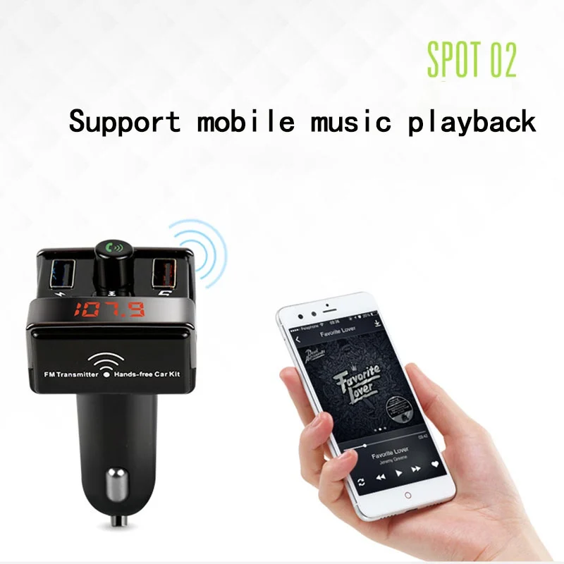 Беспроводной Bluetooth FM передатчик автомобильный комплект двойной USB зарядное