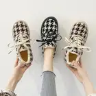 2021 плюшевые туфли на толстой подошве, женские зимние туфли с рисунком гусиные лапки, лоферы для ленивых, обувь с большим носком из хлопка