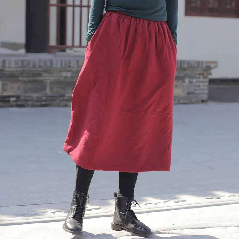 Фото Женские винтажные юбки Johnature с эластичной резинкой на талии повседневные