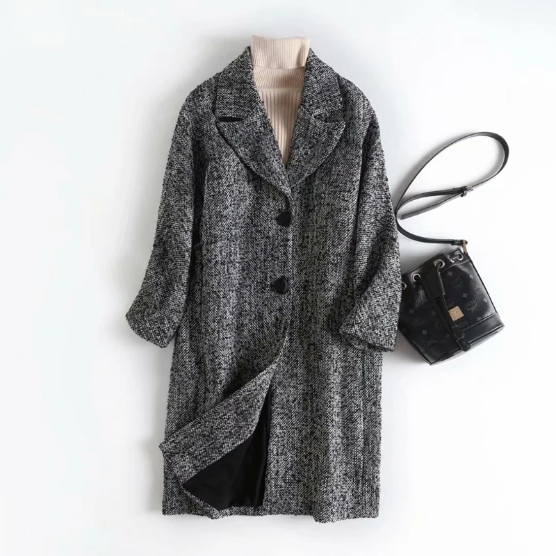 2019 Za Women’s coat wool jacket single breasted solid long warm thick winter manteau femme | Женская одежда