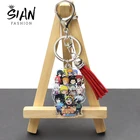 Акриловый брелок с подвеской в виде аниме, милые брелки с кисточками, двусторонние брелки для ключей для сумки, автомобиля, классические украшения, подарки для подростков
