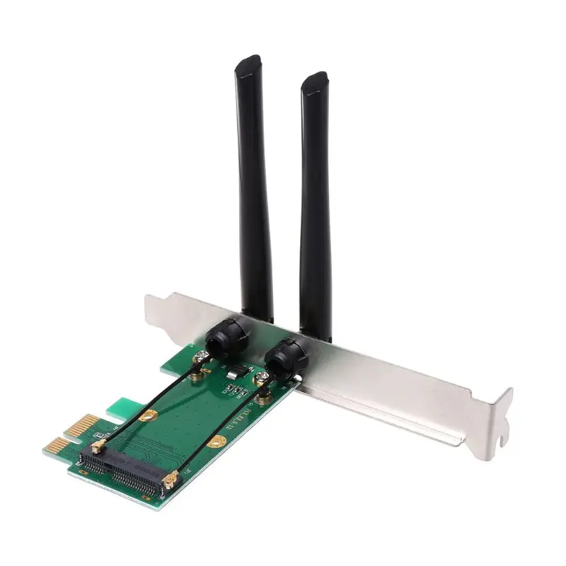 Фото 2022 Новая беспроводная карта Wi-Fi Mini PCI-E Express к PCI-E адаптеру, 2 антенны, Внешний ПК №3