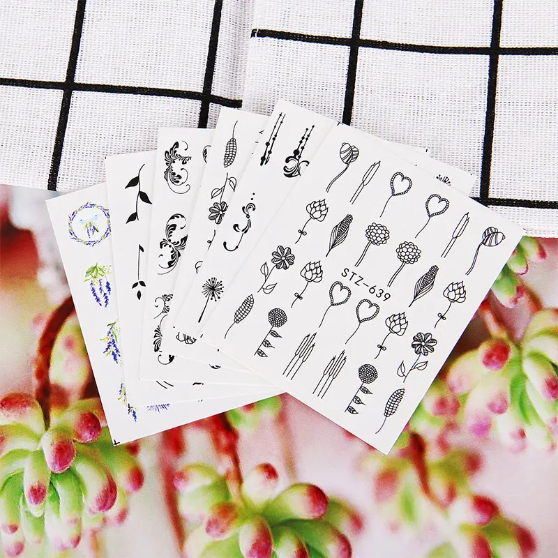 5 листов водные переводные наклейки для ногтей с цветами|Стикеры и наклейки| |