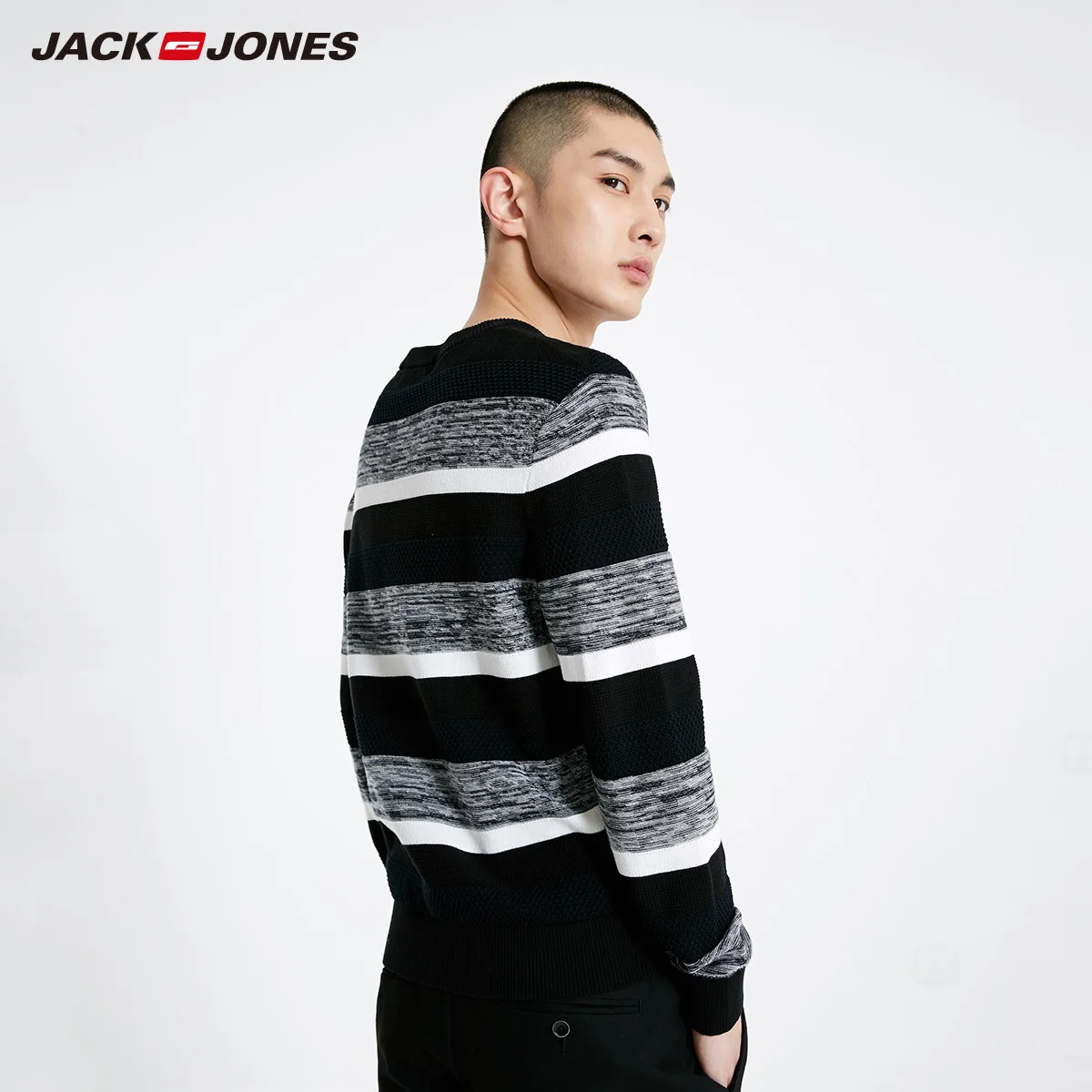 Зимний мужской вязаный свитер в полоску JackJones | 219124517 Мужская одежда