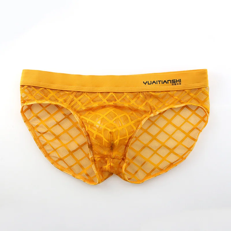 Мужские трусы брифы из дышащей сетчатой ткани черные однотонные Трусы со средней