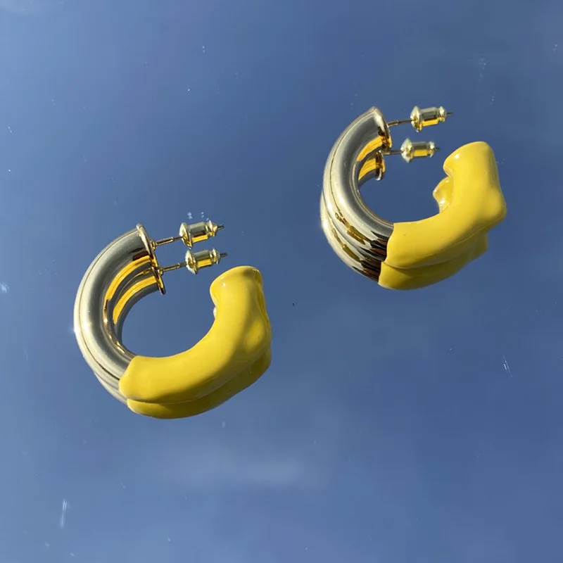 

Fashion Color-Jointed Irregular Circle Metallic C Shaped Earrings For Women Personality New Earings Jewelry Wholesale