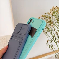 soft wallet card holder phone case for iphone 12 11 pro max x xr xs max 6 s 7 8 plus 12 mini slide camera protection candy cover