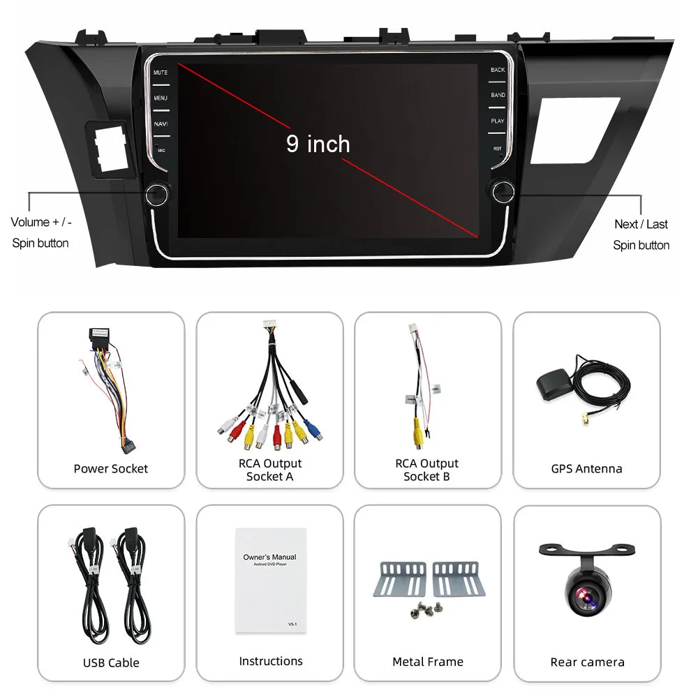 Eunavi 4G+ 64G Octa 8 ядерный android 9,0 автомобильный радиоприемник для Toyota Corolla E180 2013- мультимедийный автомобильный gps-навигатор PX6 wifi без dvd