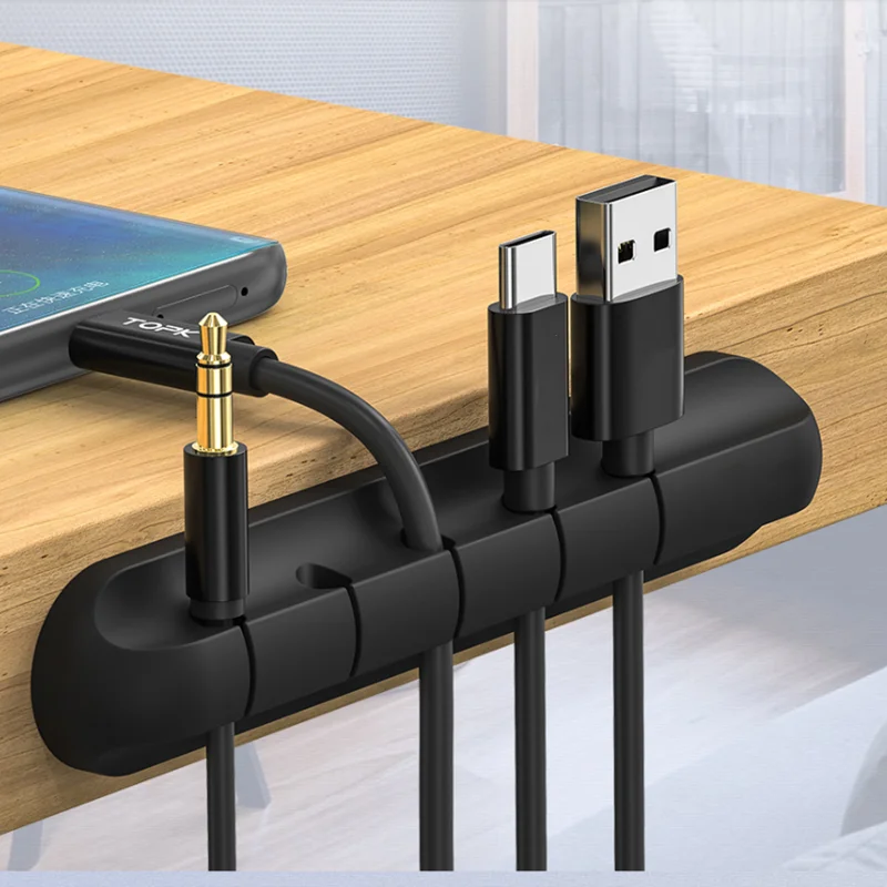 

Silicone Cable Organizer USB Cable Winder Management Clips Mouse Headphone Socket Fixed Line Storage Bracket Wire Accessories