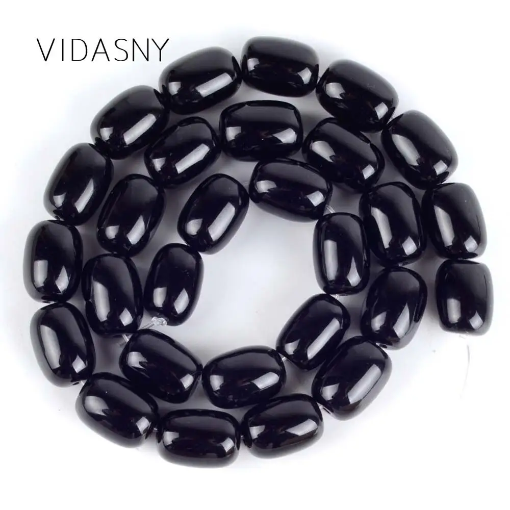 

Natural Mineral Gem Barrel Type Black Agates Beads For Jewelry Making 10*14mm 28pcs Spacer Beads Diy Bracelet Accessories 15''