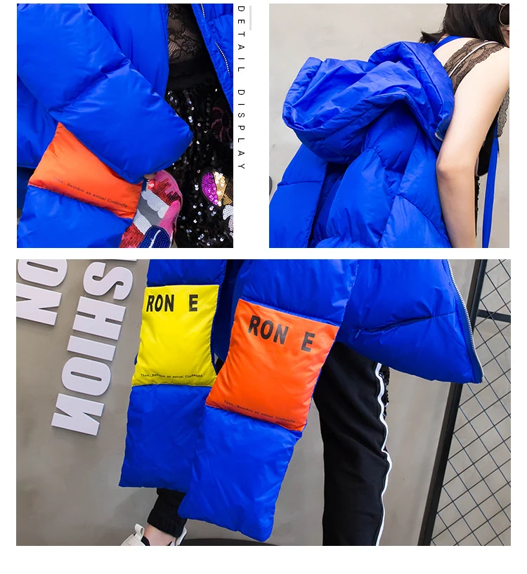 Oversize Down Jacket women Streetwear Warm Parka thick winter Coat Women Hooded Cotton Jackets Retro Coat With a scarf 234