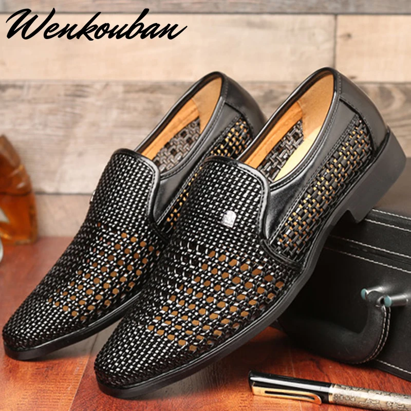 Мужские кожаные сандалии летняя повседневная обувь мужские слипоны фальшивые