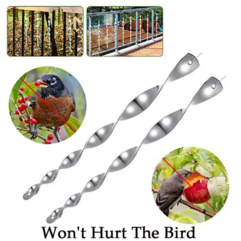 

10Pcs 30cm Bird Repeller Reflected Sunlight Scare Bird Rods Spiral Deterrent Control Device Garden Decoration Resin Crafts