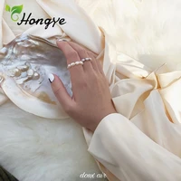 hongye ladies natural pearls beaded adjustable round rings for women stylish wedding jewelry simple whitepurple anillos 2020