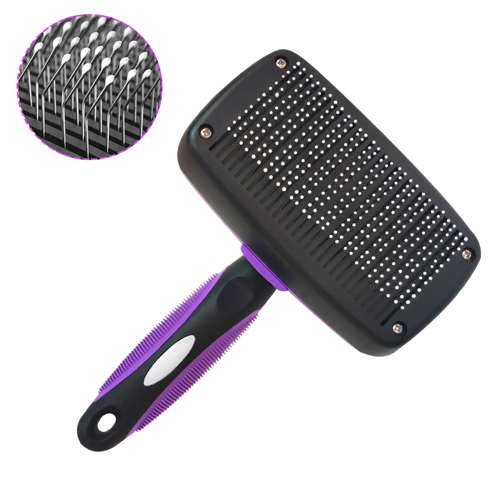 

Self Clean Hair Dog Brush Slicker Brush Dog Comb Shedding Trimmer Pet Grooming Tools Non Slip Holder