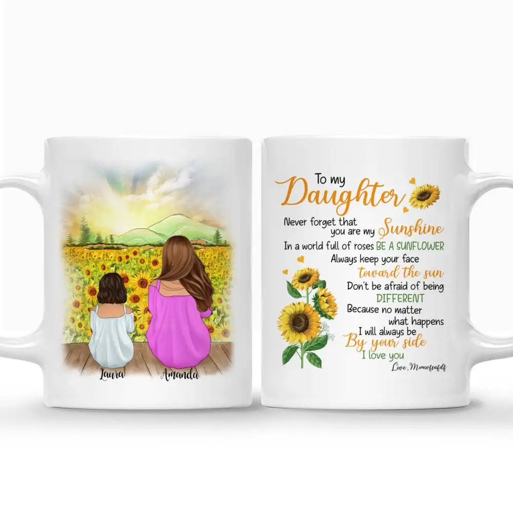 

Mother & Daughter Sunflower Personalized Mug You are my sunshine Custom Made Coffee Cups Mugs Mother's Day 11/15 Oz RR2036
