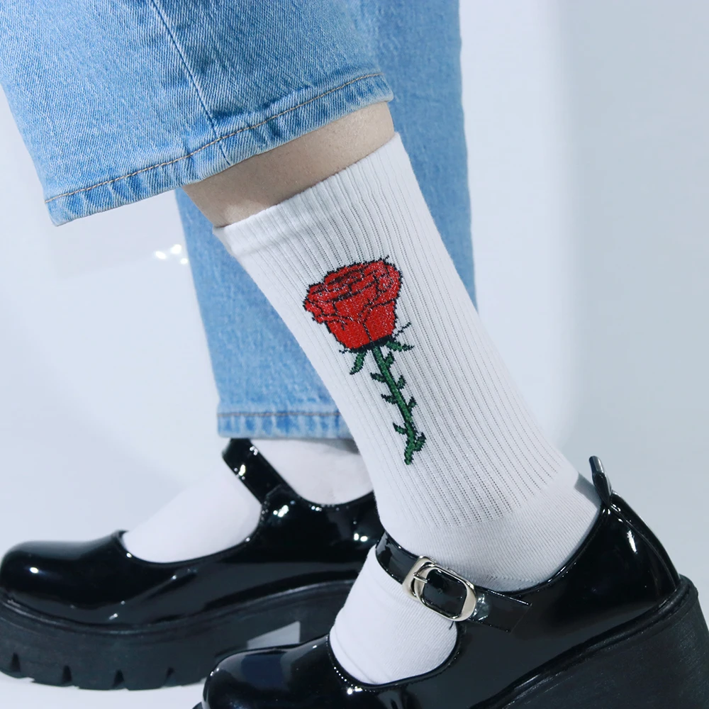 

Women's Socks Flowers Rose Dress Socks Girl's Famale Cute Socks Spring And Autumn Socks Socks for Women Fashion Cute Socks