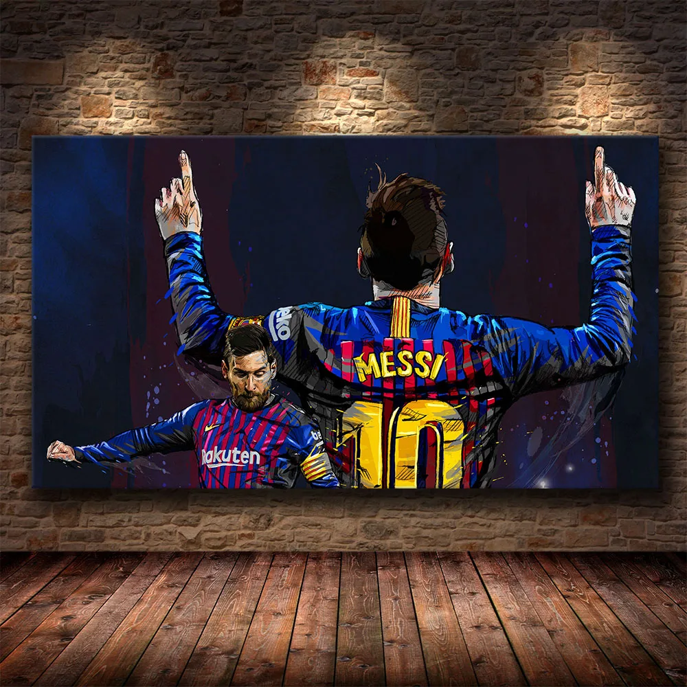 Настенная картина с изображением футболиста Месси постеры и принты на холсте для