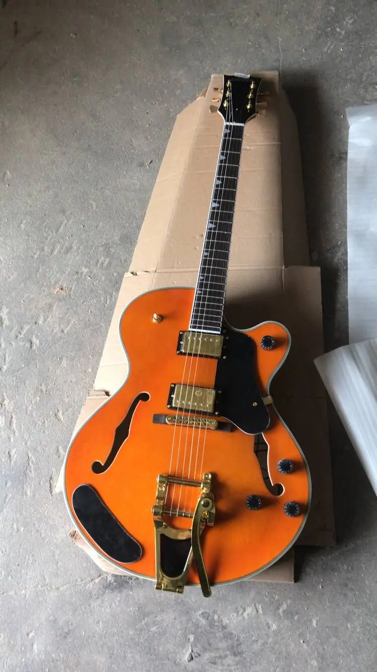 Бесплатная доставка новинка электрическая гитара Jazz полупустотелый корпус