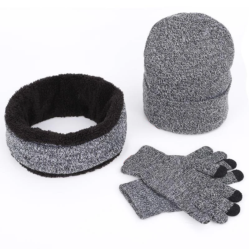 Light Gray Теплый шарф шляпа перчатки Набор для женщин шапка шарф Набор для девочек шапочки зимние шапки для женщин зимняя шапка, шарф - Цвет: Light Gray