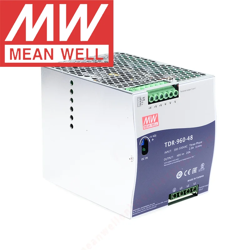 

Original Mean Well TDR-960 series meanwell DC 24V 48V 960W Three Phase Industrial DIN Rail with PFC Function Power Supply