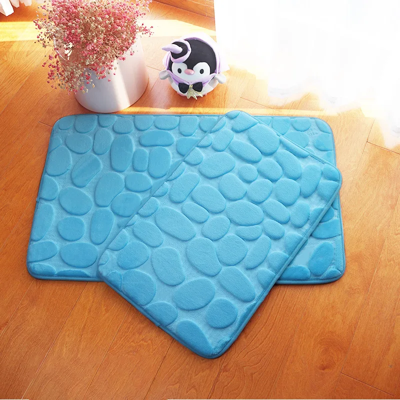

Inyahome Cobblestone Bathroom Rugs Memory Foam Bath Mat Comfortable Super Absorbent Machine Wash Non-Slip Soft for Kitchen Rug