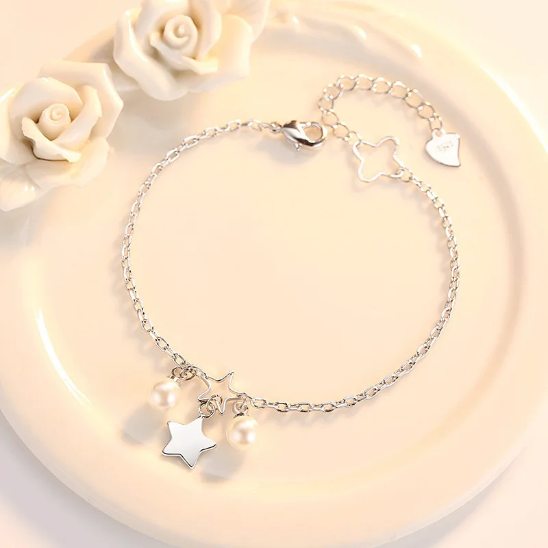 Симпатичные жемчужные шаровые шармы браслеты посеребренный металл регулируемая