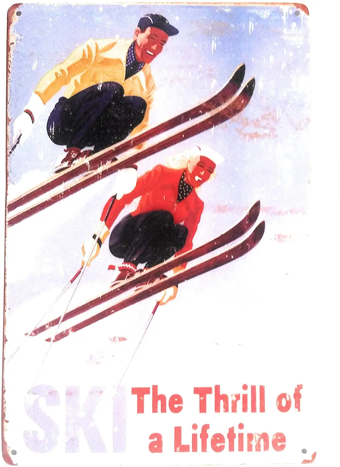 

Ski The Thrill of A Lifetime Tin Sign, Retro Sign, Vintage Metal Sign, Skiing Sign 8x12 inch
