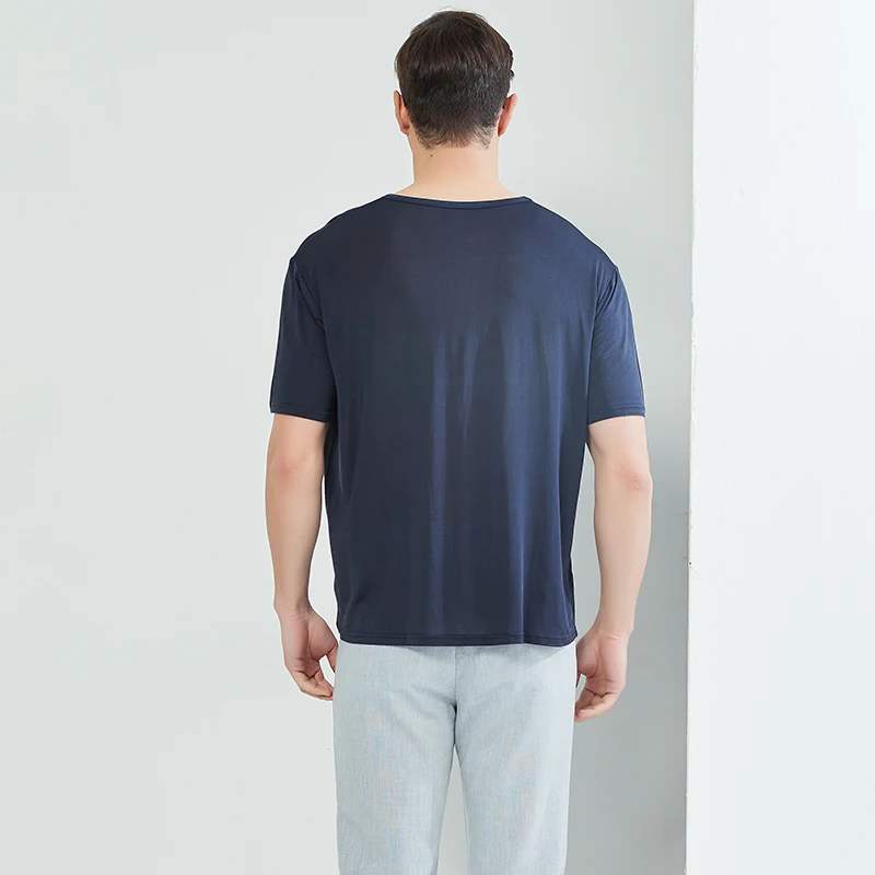 

100% Natural Silk Cool Soft Breathable Thin Loose Anti-UV Quality Man T-shirt Summer Male Tee O-Neck Short Sleeve Men T Shirt