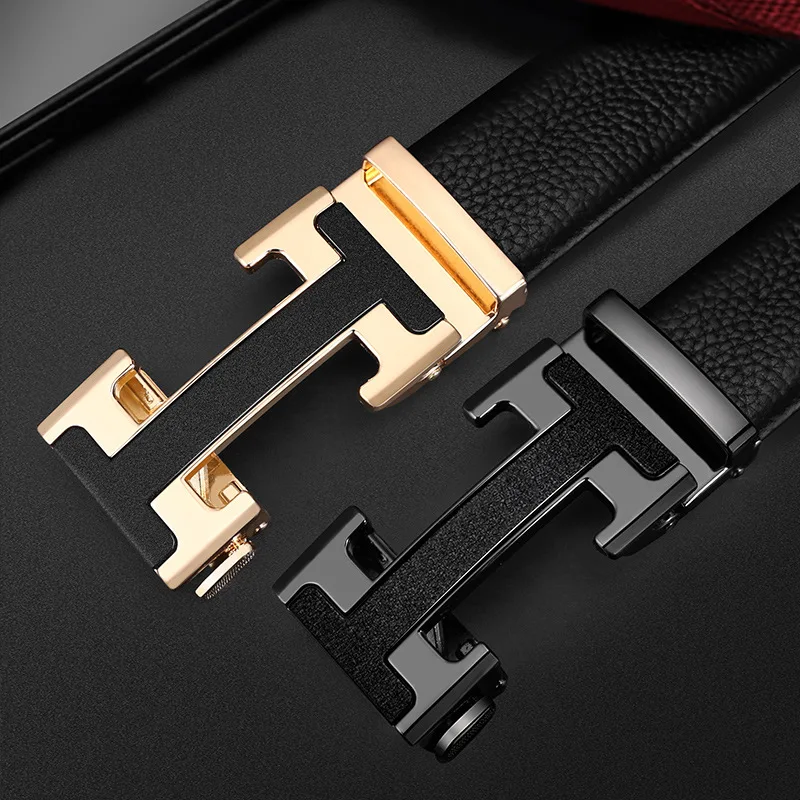 

Fashion 2021 Belt Male Genuine Leather Luxury Automatic Buckle Genune Strap Black for Mens Belt Designers Brand High Quality