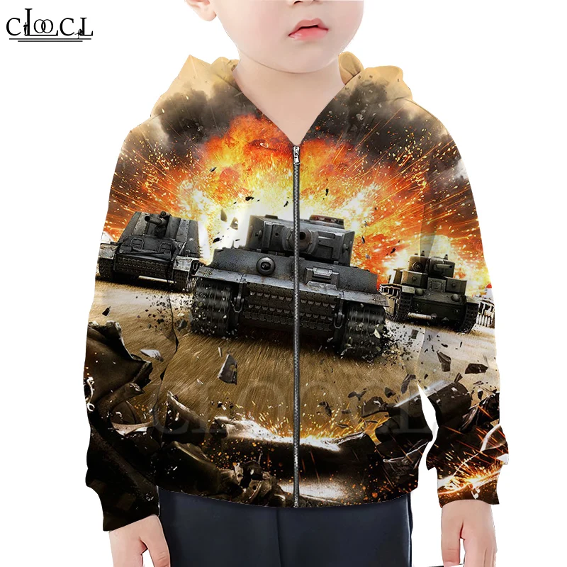 

CLOOCL Family Fitted Kids Games World of Tanks Zipper Hoodies Boy Girl 3D Print Children Zipper Hooded Fashion Casual Tops