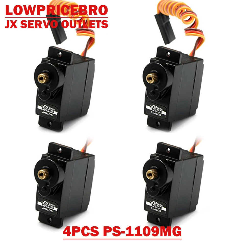 4 шт., аналоговый Серводвигатель JX с металлическим приводом 9g для 1/18 RC автомобилей, лодок, роботов, вертолётов, радиоуправляемых игрушек