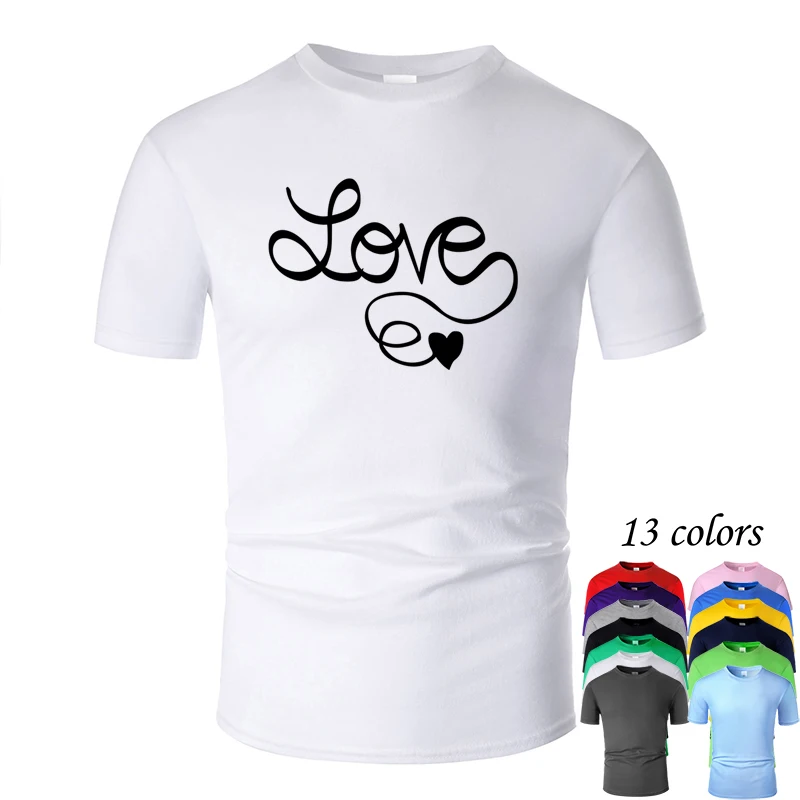 LOVE Text Line Art хлопковая Футболка с круглым вырезом для мужчин и женщин унисекс