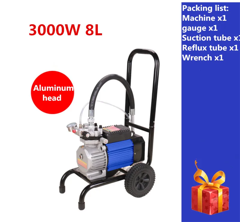 3000W 8L 3000 Вт/4000 Вт/4800 Вт Высокое устройство для безвоздушного распыления под давлением Профессиональный безвоздушный распылитель высокого качества покрасочный станок - Цвет: 3000W 8L