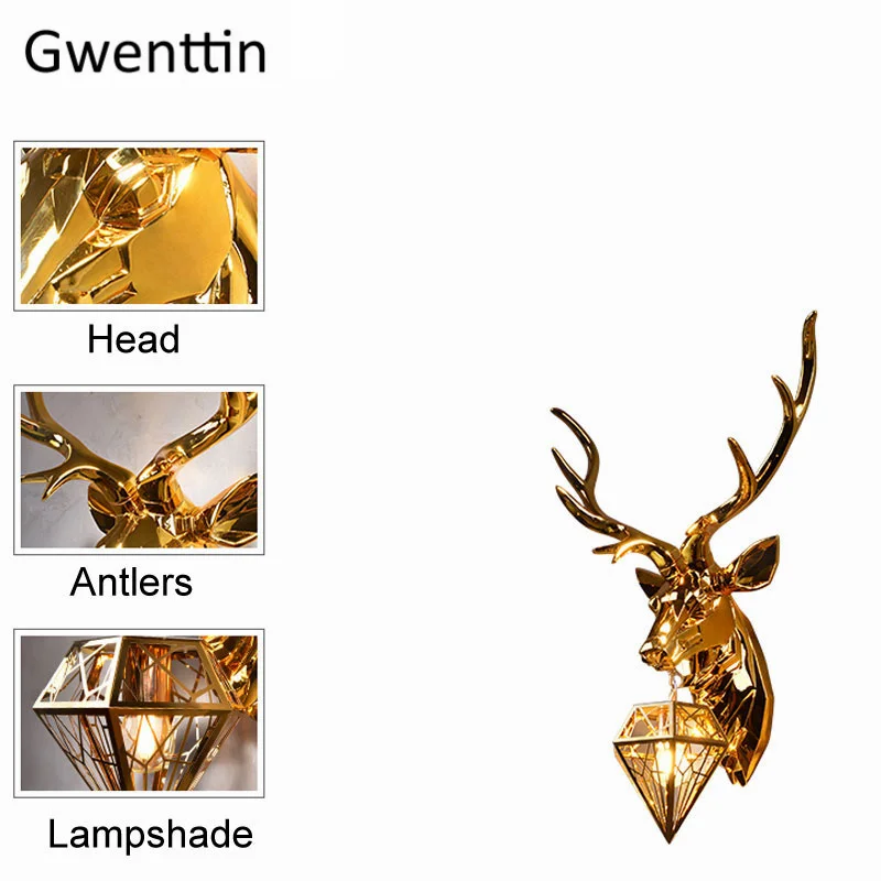 Винтажные Настенные светильники с золотым оленем настенный светильник со