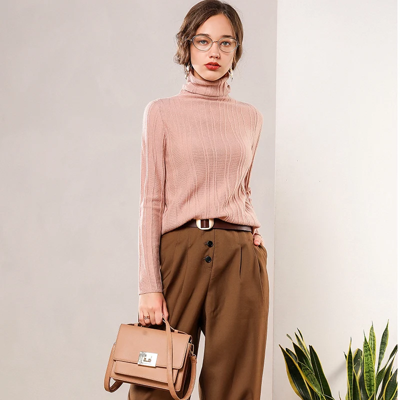 Женский Тонкий кашемировый свитер ALKMENE облегающий с высоким воротником одежда