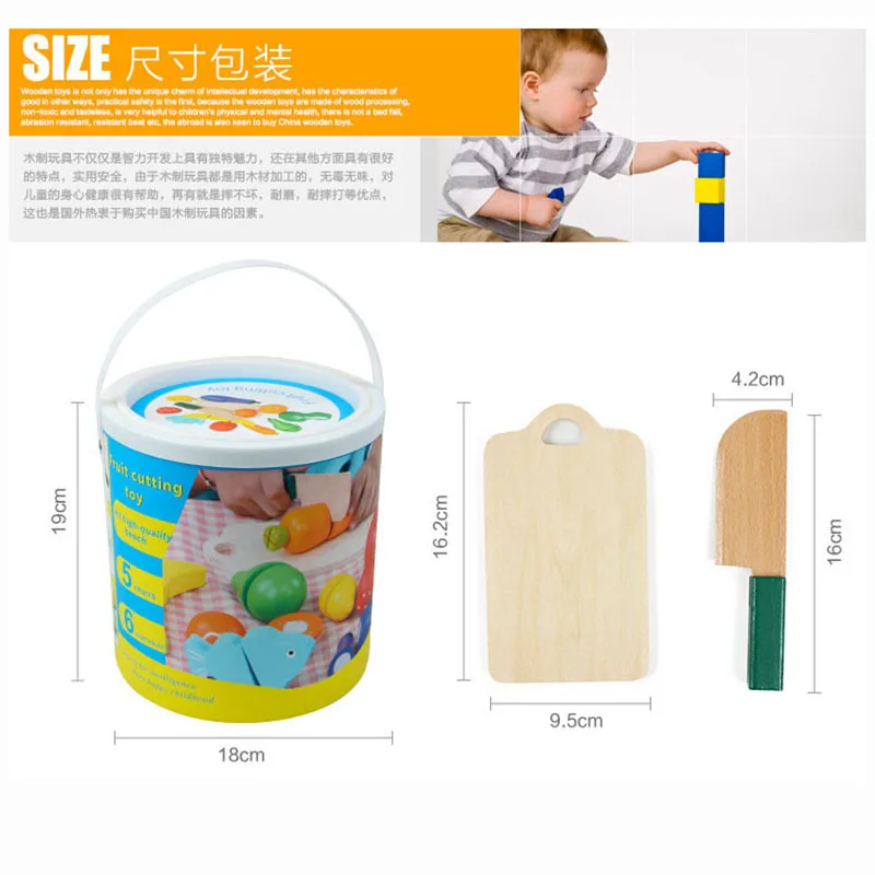 

Velcro Wooden Fruit and Vegetable Combination Cutting Toys Set Children Simulation Pretend Play Kitchen Game Kids Birthday Gift
