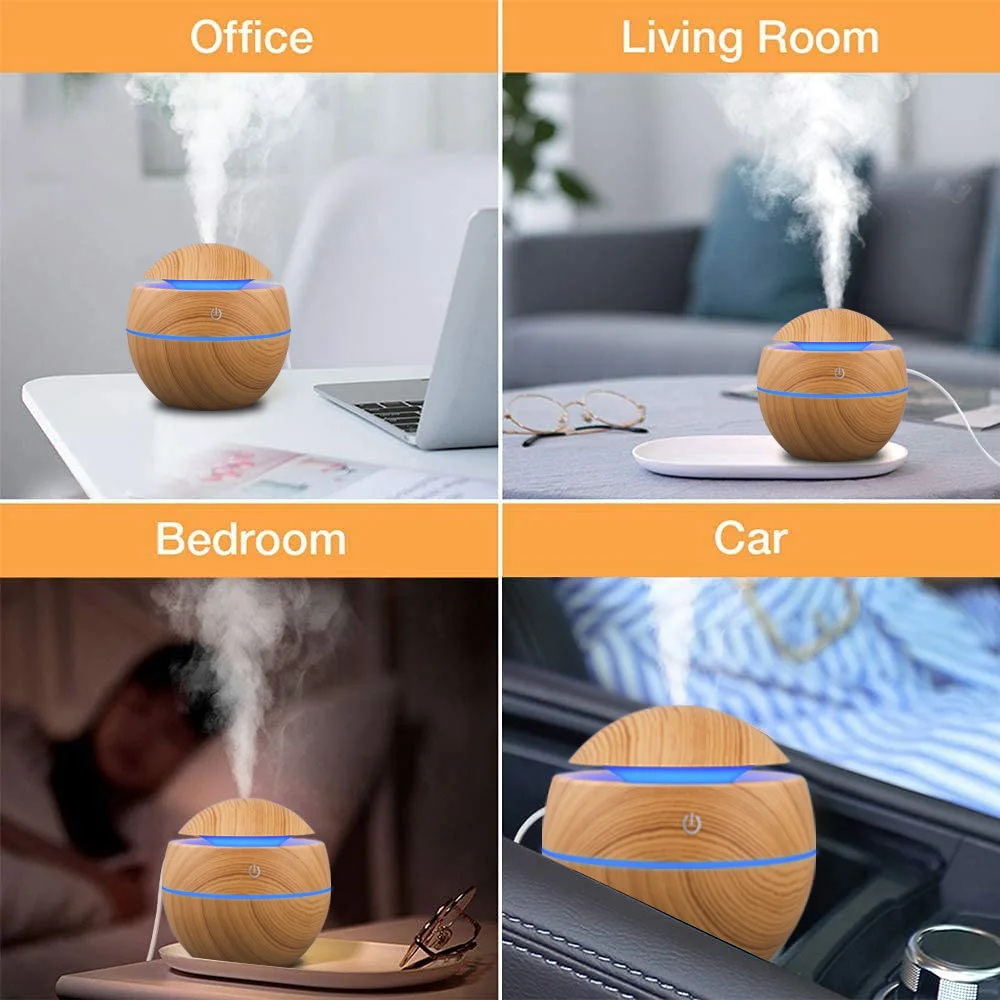 Humidifier Electric Air Aroma Diffuser Wood Ultrasonic 130ML Air Humidifier Essential Oil Aromatherapy Cool Mist Maker For Home images - 6