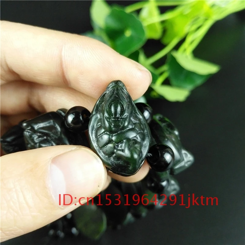 

For Dragon Women Jewelry Jadeite Black Amulet Turtle Fashion Natural Chinese Green Charm Jade Bracelet Gifts Men