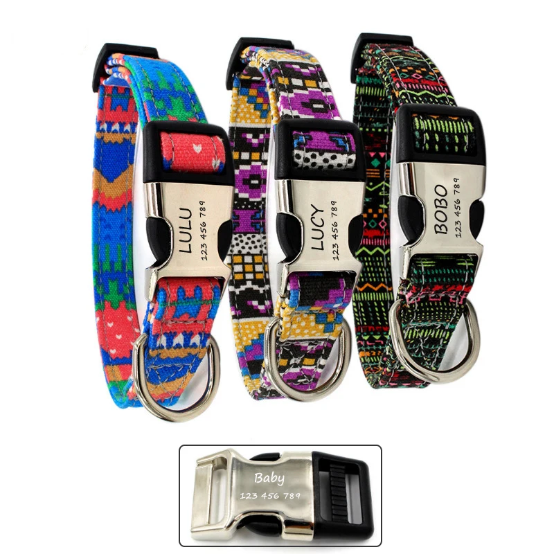 

Dog Collar Personalized Custom Nylon Dog Tag Collar Design Dog Cat Nameplate ID Reflective Adjustable Pet Supplies Dog Collar