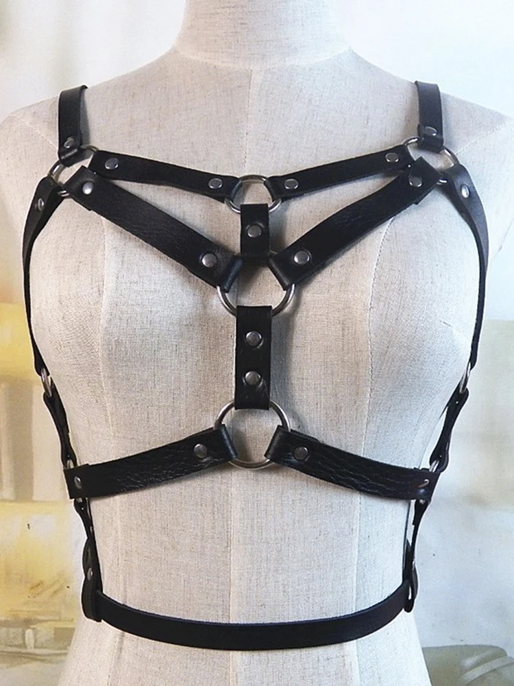 Женское сексуальное колье в стиле панк с воротником хомутом готический кожаный