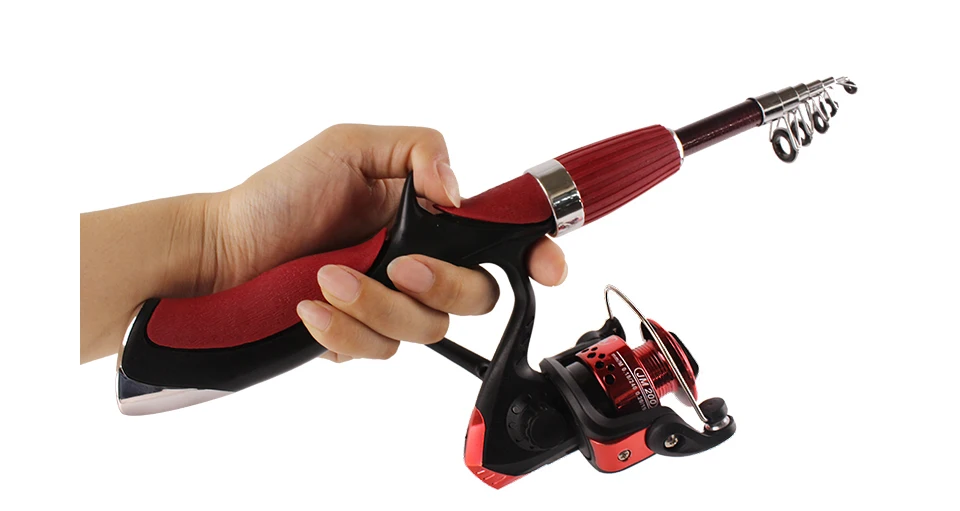 Телескопическая удочка из углеродного волокна с катушкой портативная для ловли