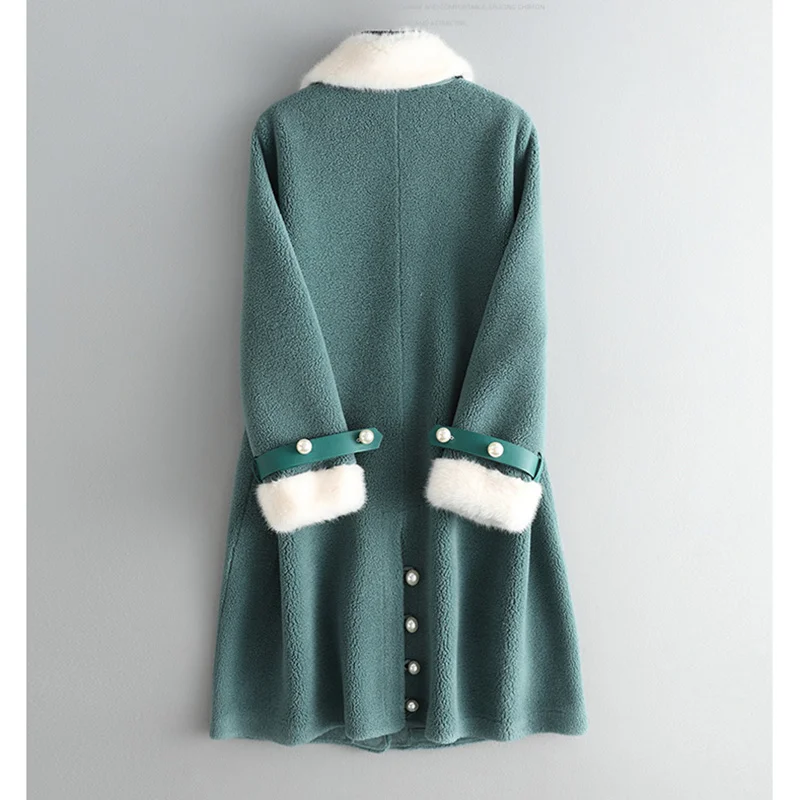 Качественное осенне-зимнее шерстяное пальто 2020 шуба из зернистой овечьей шерсти