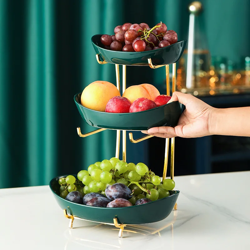 

Nordic Living Room Ceramic Fruit Plate Multi-layer Fruit Dish Fruit Bowl Creative Luxury Snack Basket Household Dry Fruit Bowl