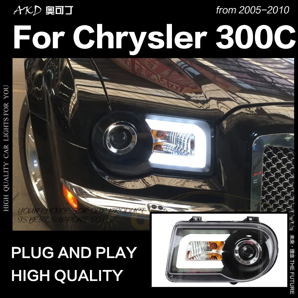 AKD автостайлинг фары для Chrysler 300C 2005-2010 светодиодный ные DRL Hid | Отзывы и видеообзор
