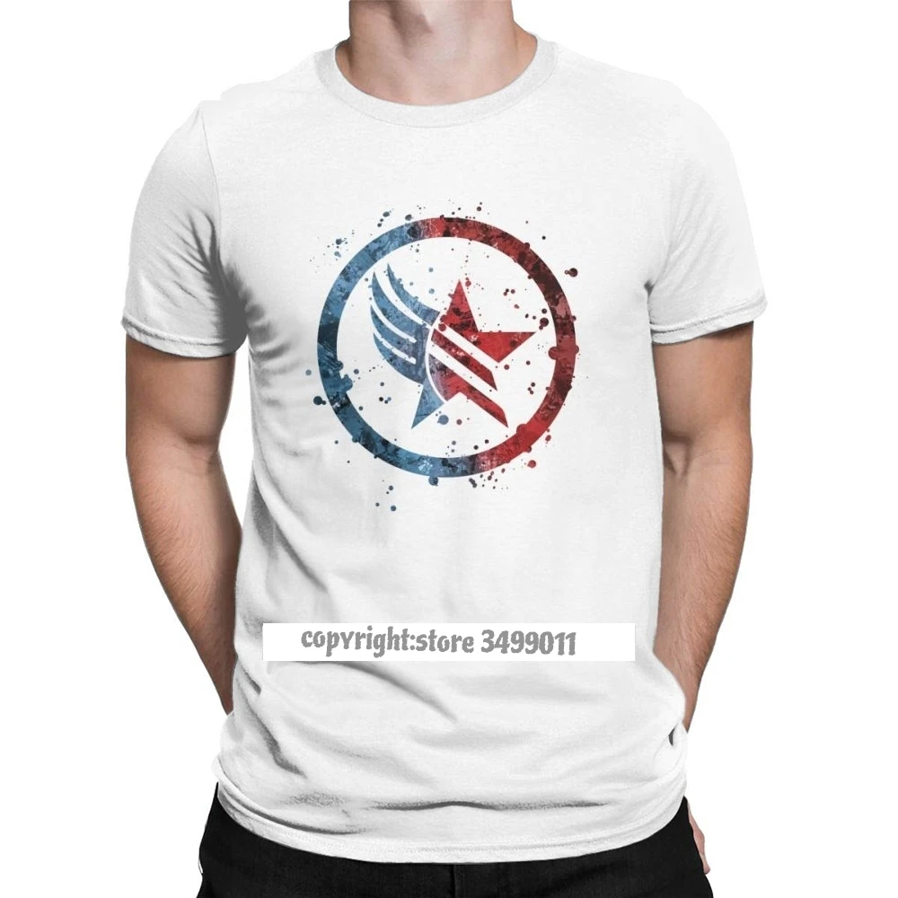 

Mass Effect Renegade Paragon Combo Splatter T Shirts Men's Cotton Novelty Tops T Shirts Tee Camisas Graphic Printed