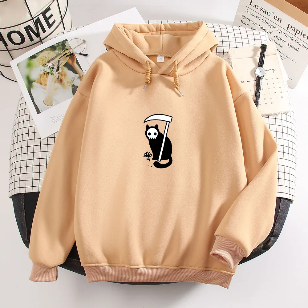 Funny Skull Graphic Hoodies Goth Clothes Women Punk Gothic Vintage Casual Pullover Winter Tracksuit Kawaii Sweetshirt for Girls