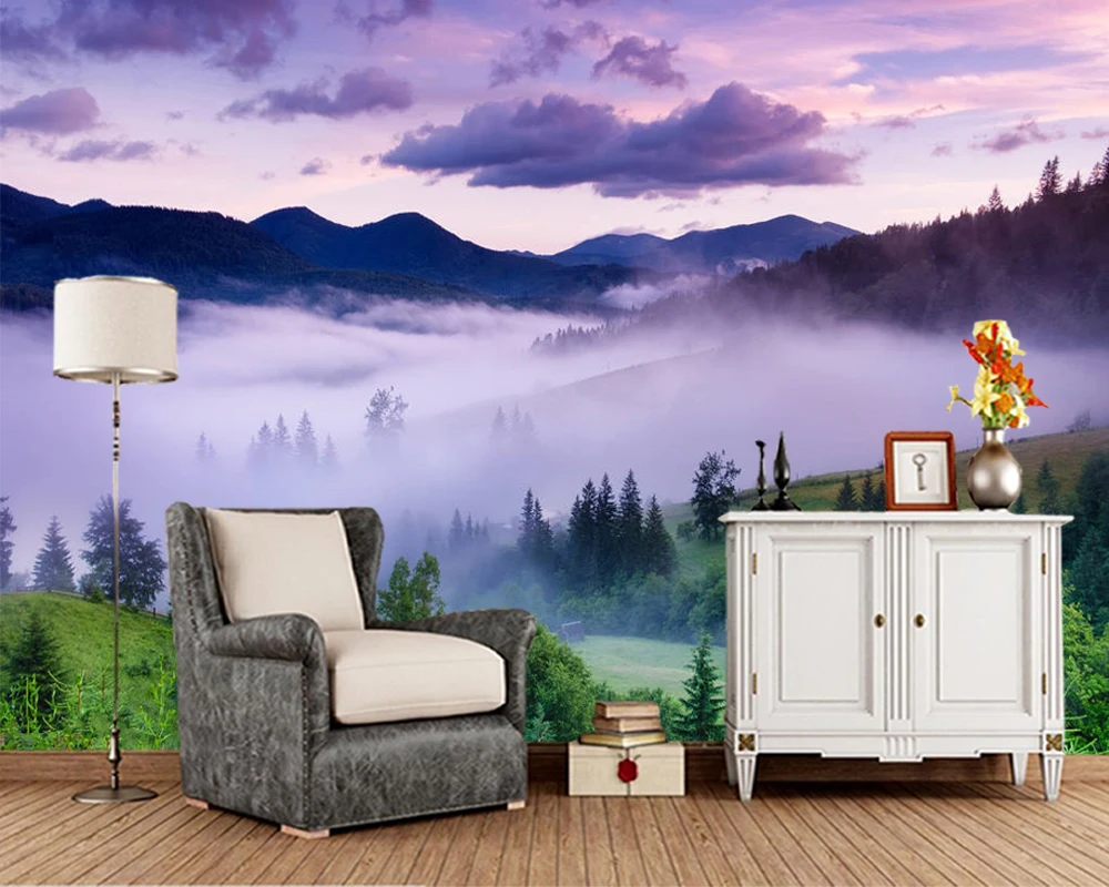 

Papel de parede Mountains and forests in the fog landscape 3d wallpaper,living room bedroom wall papers home decor kitchen mural