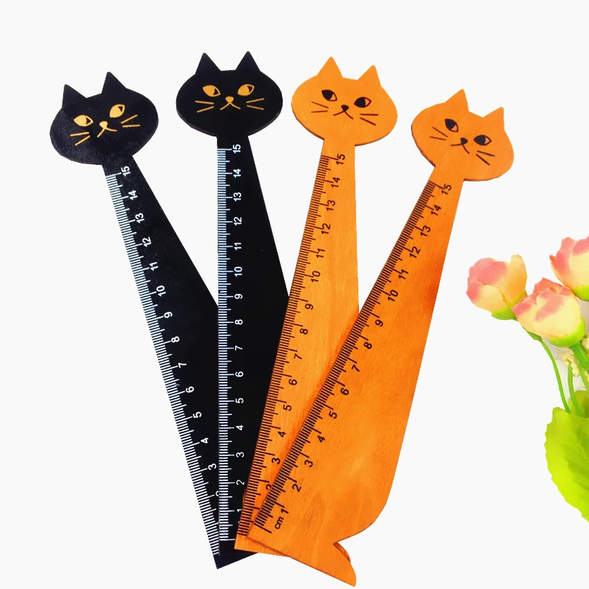 

2pcs/lot Vintage cute cat design wooden ruler Students DIY drawing straightedge Decoration Shoot Props Kawaii cats wood Bookmark